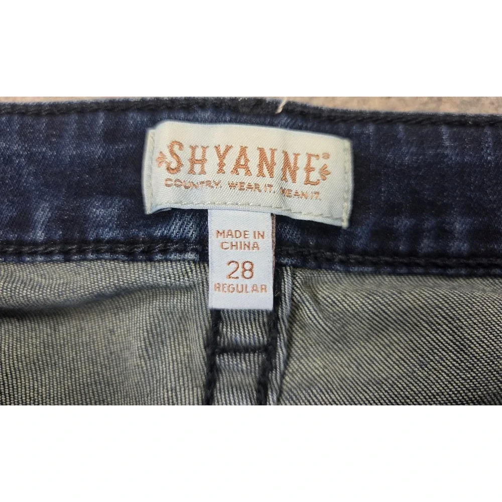 Shyanne Super Bell Bottom Y2K Flare Jeans Womens 28x34 Blue Dark Wash Jewels